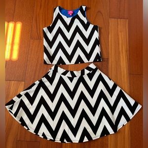❤️ Pinky Chevron Sleeveless Top and Matching Skirt Set - Size 12 Girls
